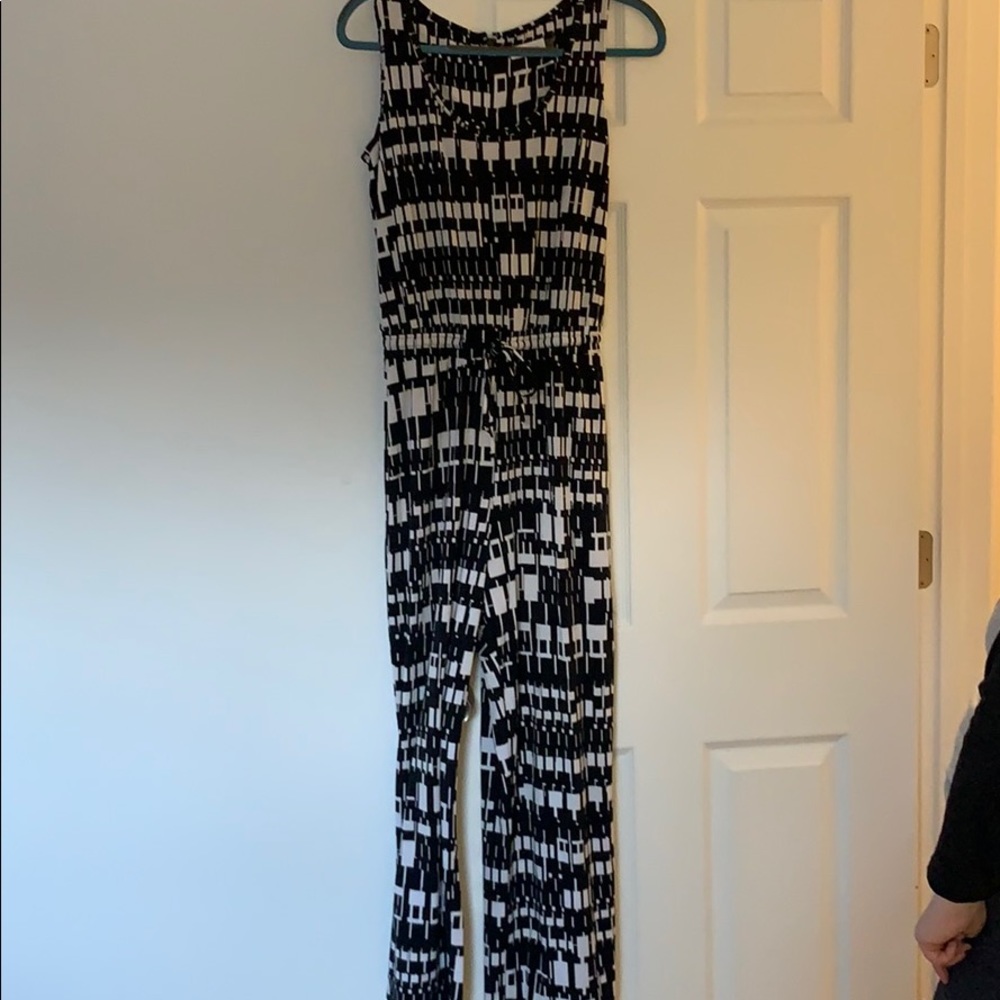 Black and white one piece jump suit